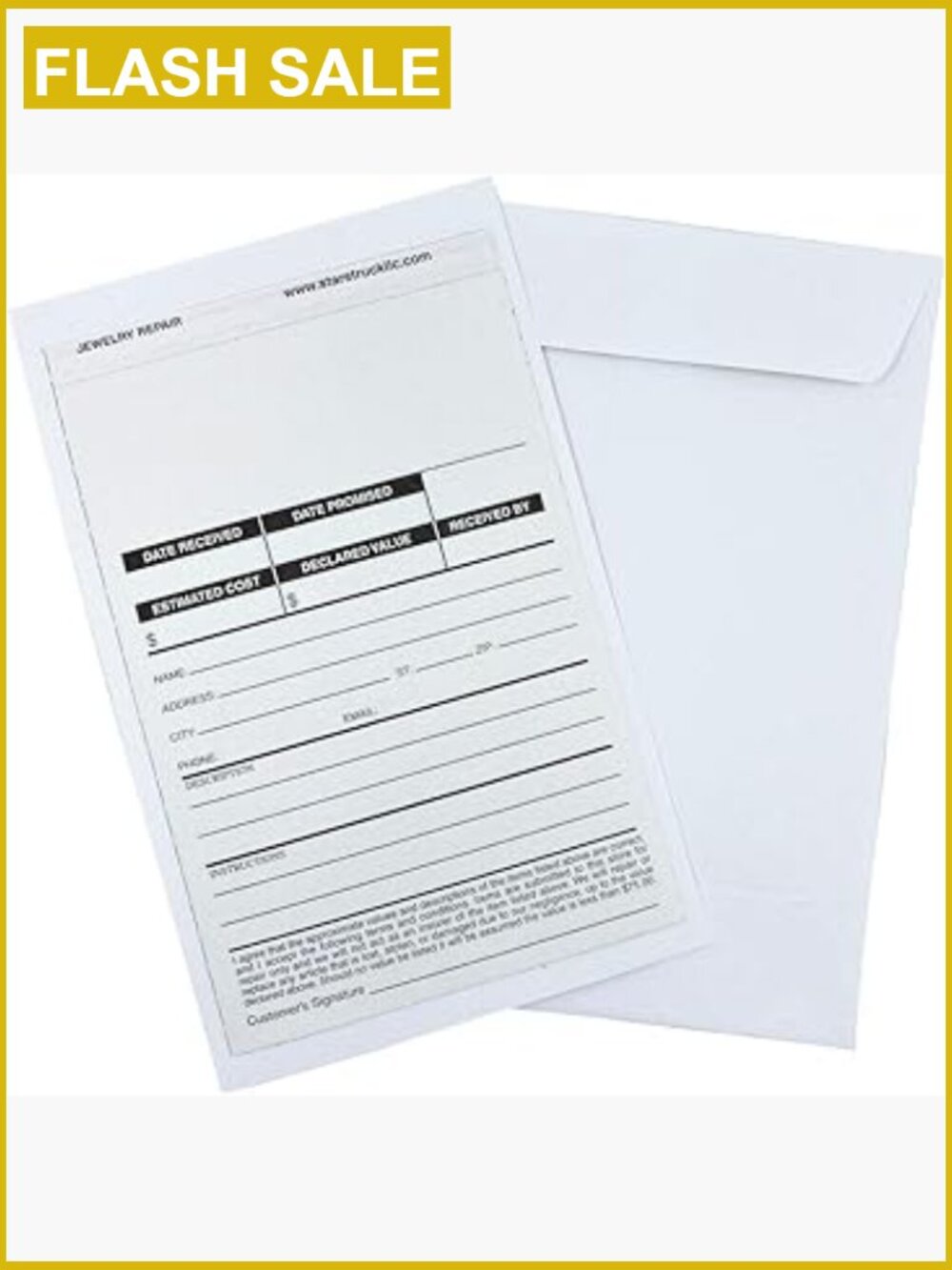 Watch Repair Job 3-Part Forms on Envelope 50ct NCR Carbonless